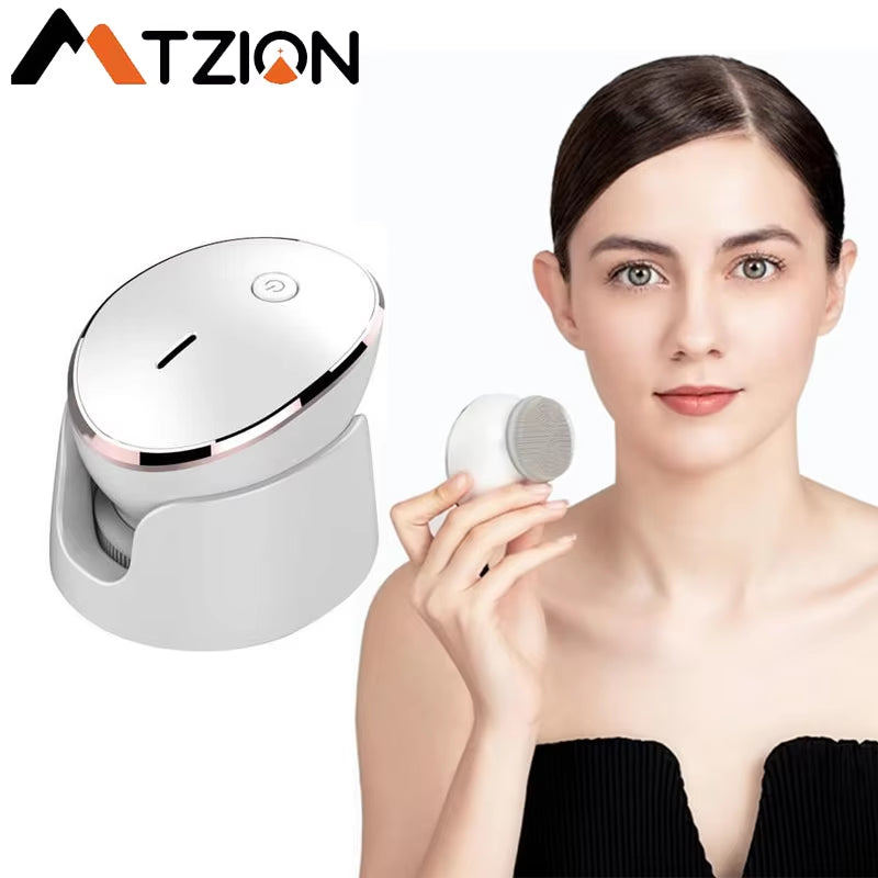 2-In-1 Facial Cleansing Brush Skin Care Beauty-Electric Rotating Face Massage Deep Cleansing Pore Brush,Heating Lead-In Device