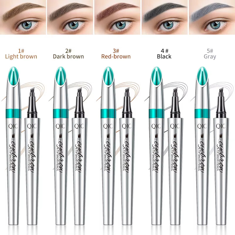 4 Points Eyebrow Pen 5 Colors Liquid Brow Pencil Dark Brown Microblading Eyebrow Pencil Waterproof Eyebrow Tattoo Pen Cosmetics