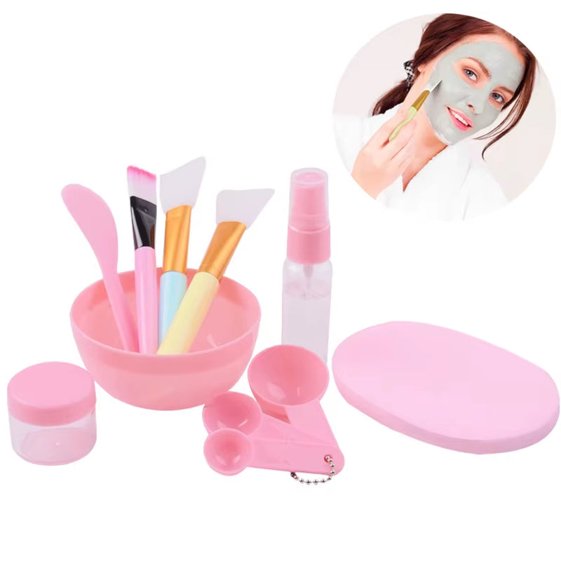 11Pcs Pink Mask Bowl Set Facial Mask Full Set of Beauty Tools Mask Brush Bottles Skin Care Tool Kits