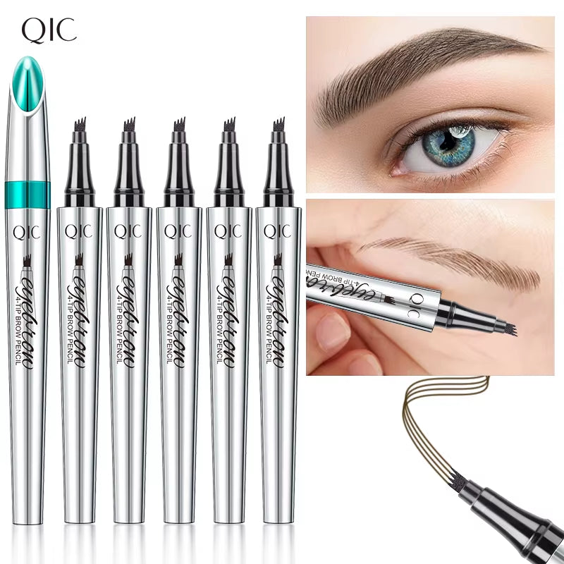 4 Points Eyebrow Pen 5 Colors Liquid Brow Pencil Dark Brown Microblading Eyebrow Pencil Waterproof Eyebrow Tattoo Pen Cosmetics