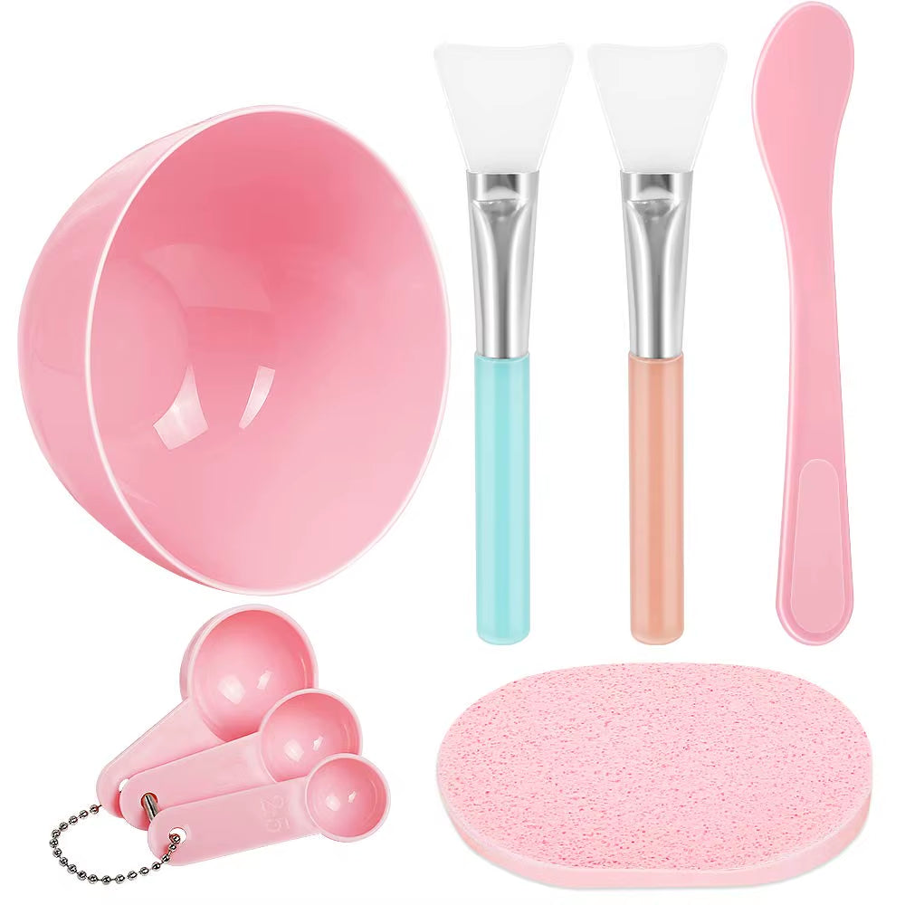 11Pcs Pink Mask Bowl Set Facial Mask Full Set of Beauty Tools Mask Brush Bottles Skin Care Tool Kits